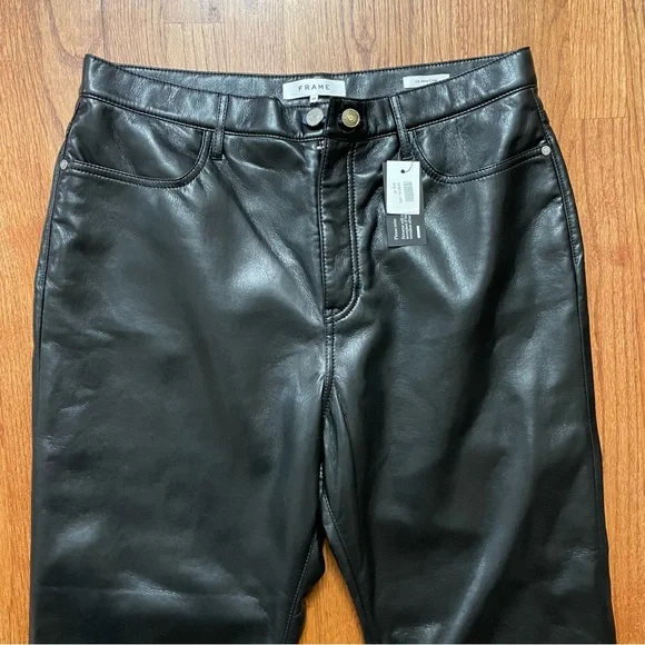 NWT Frame Le Jane Faux Leather Crop Pants in black size 32 Women